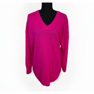InCashmere Pink 100% Cashmere Sweater Pullover Bright Thin Long Sleeve MEDIUM